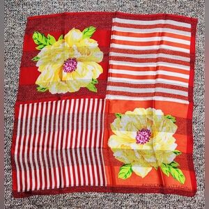 Adrienne Vittadini Floral/Stripe Silk Neck Scarf
